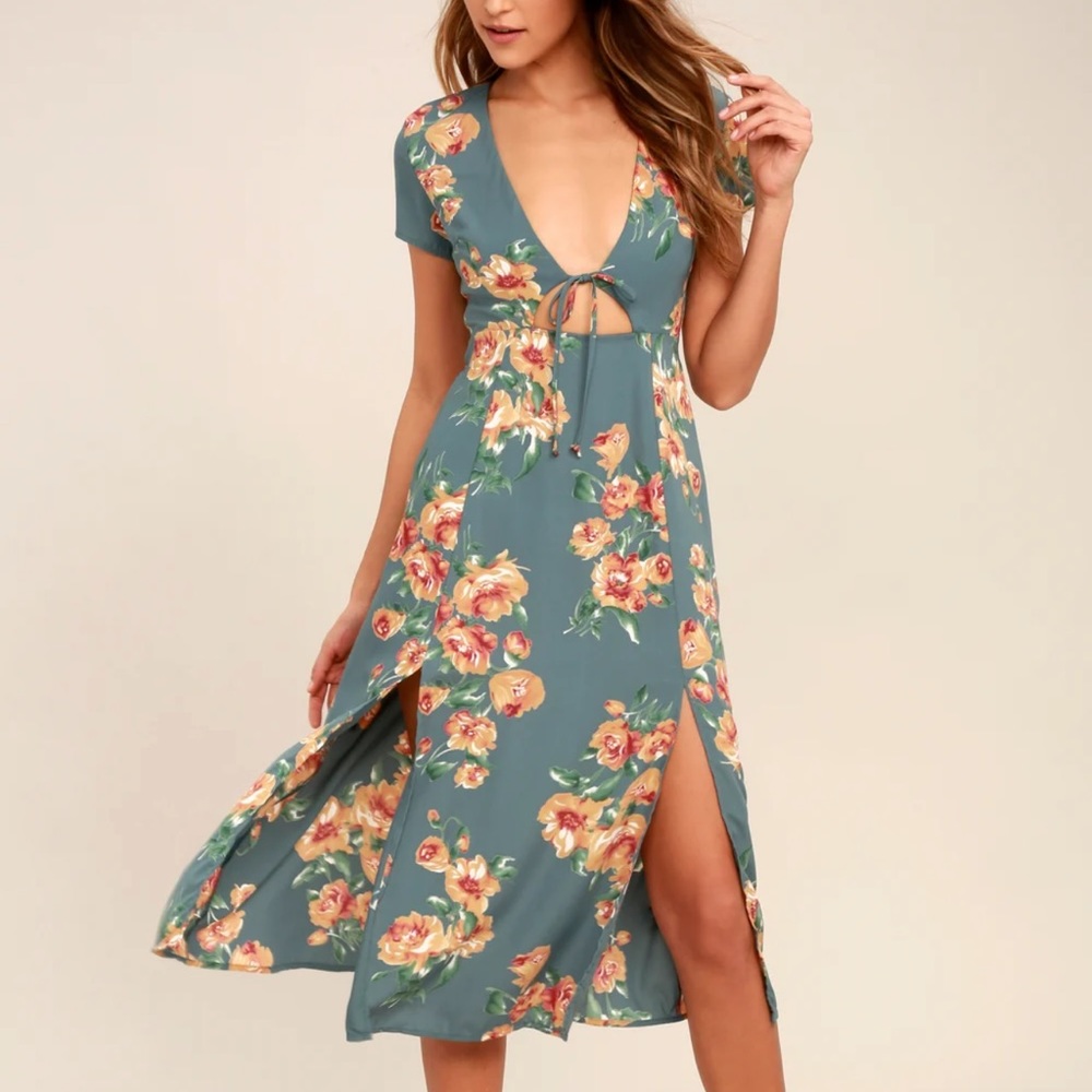 Best Day of My Life Dusty Sage Floral Midi Dress